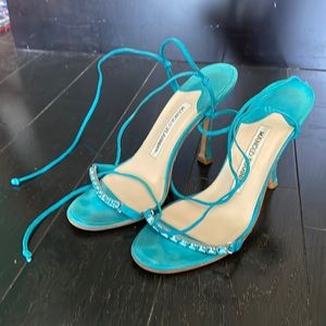 Manolo Blahnik Suede Strappy Sandals 35.5